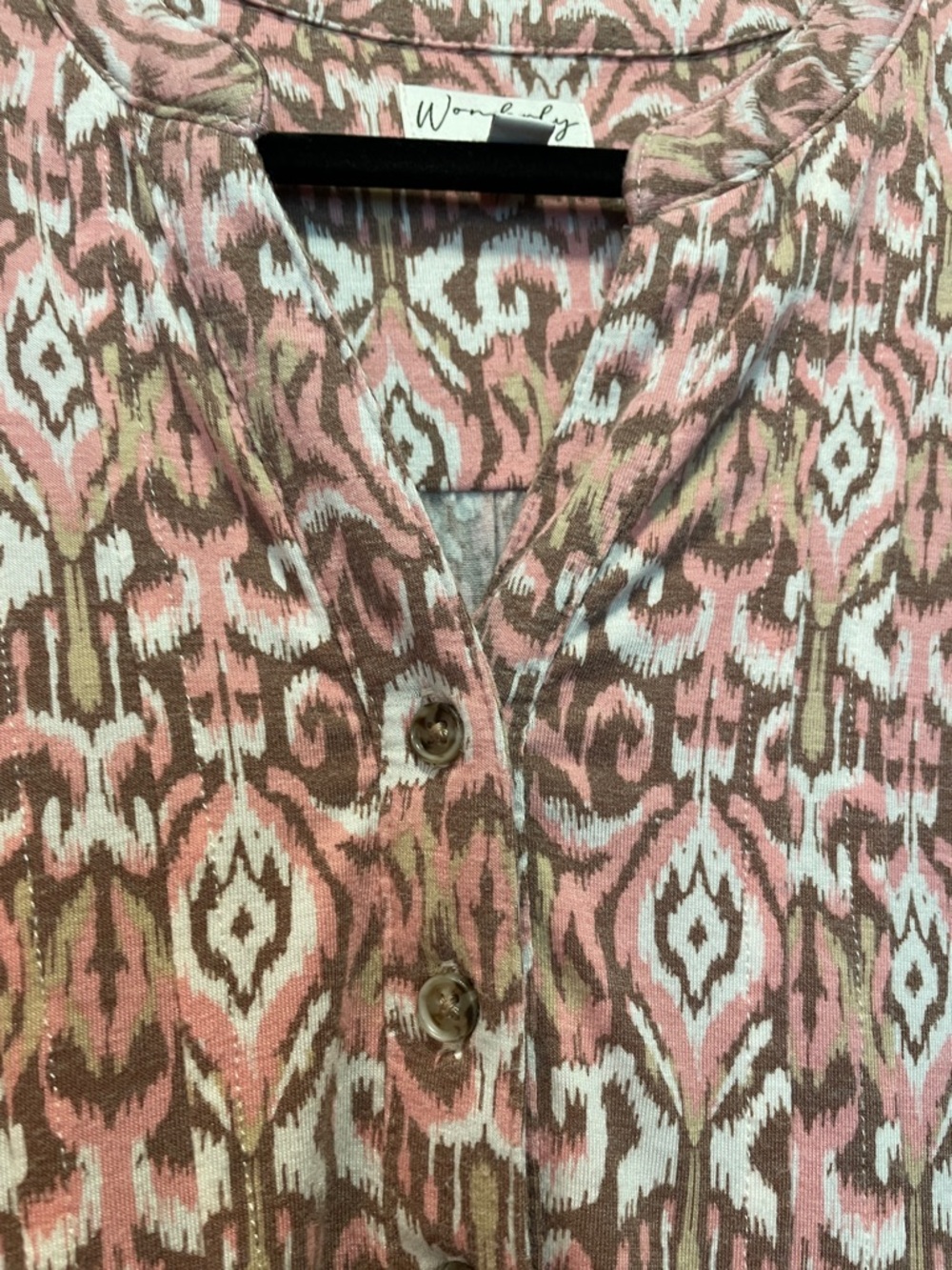 Wonderly Pink Cream Patterned Long Sleeve Blouse - Picture 12 of 15